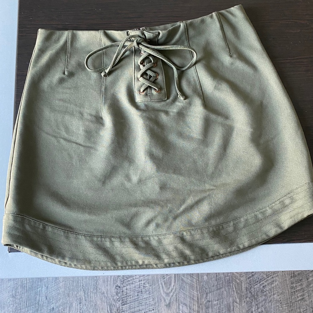 Green mini skirt
